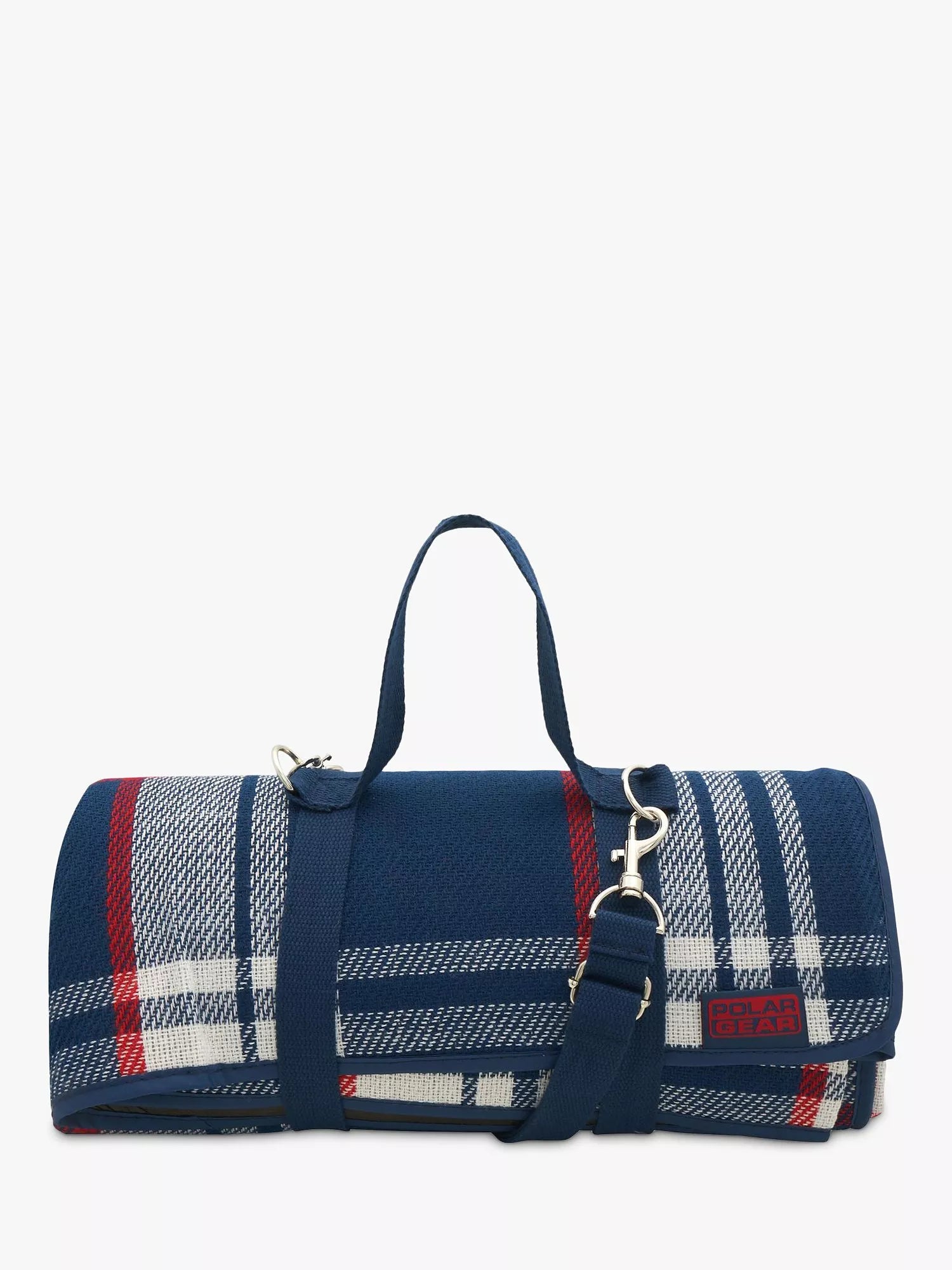 Polar Gear blue woven check picnic rug 160x140cm, imported from the UK