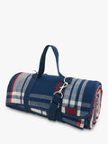 Polar Gear blue woven check picnic rug 160x140cm, imported from the UK