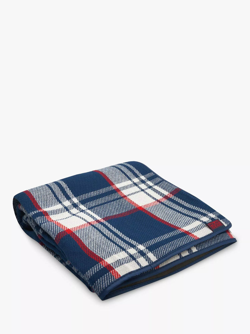 Polar Gear blue woven check picnic rug 160x140cm, imported from the UK