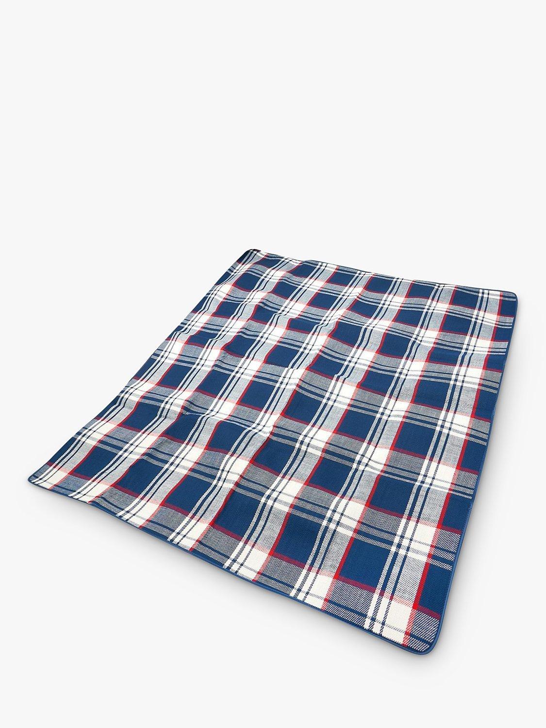 Polar Gear blue woven check picnic rug 160x140cm, imported from the UK