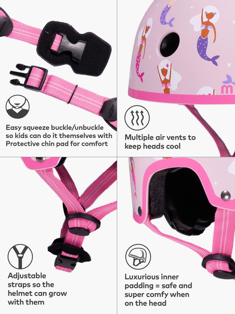 Micro Scooters Kinder Sicherheit Helm Meerjungfrau Rosa, UK-Version