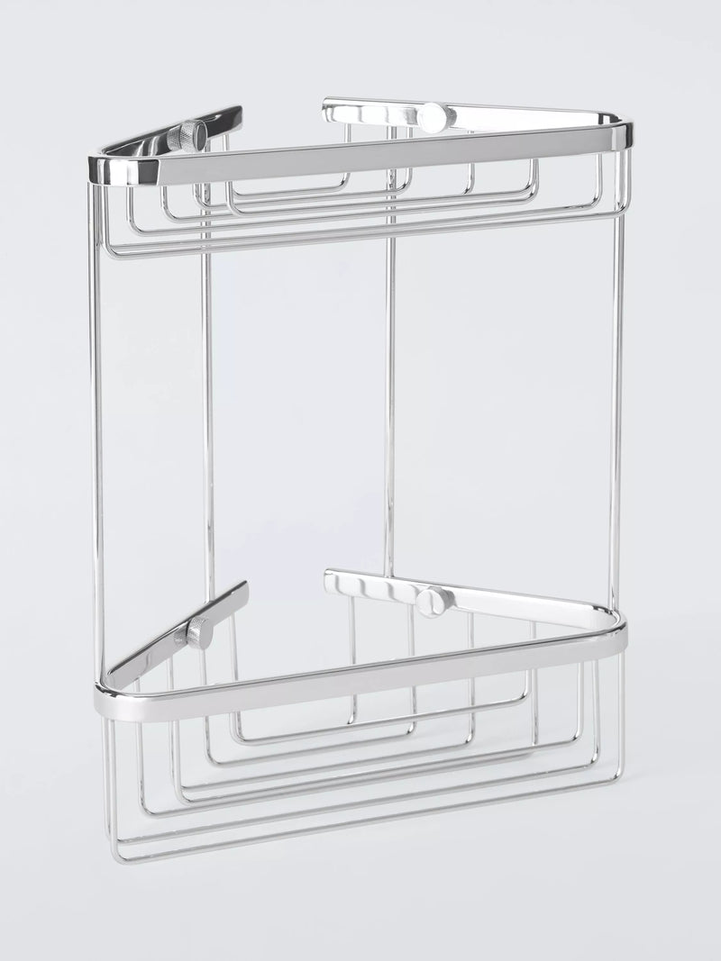 John Lewis Lux double corner shower basket silver, imported from the UK