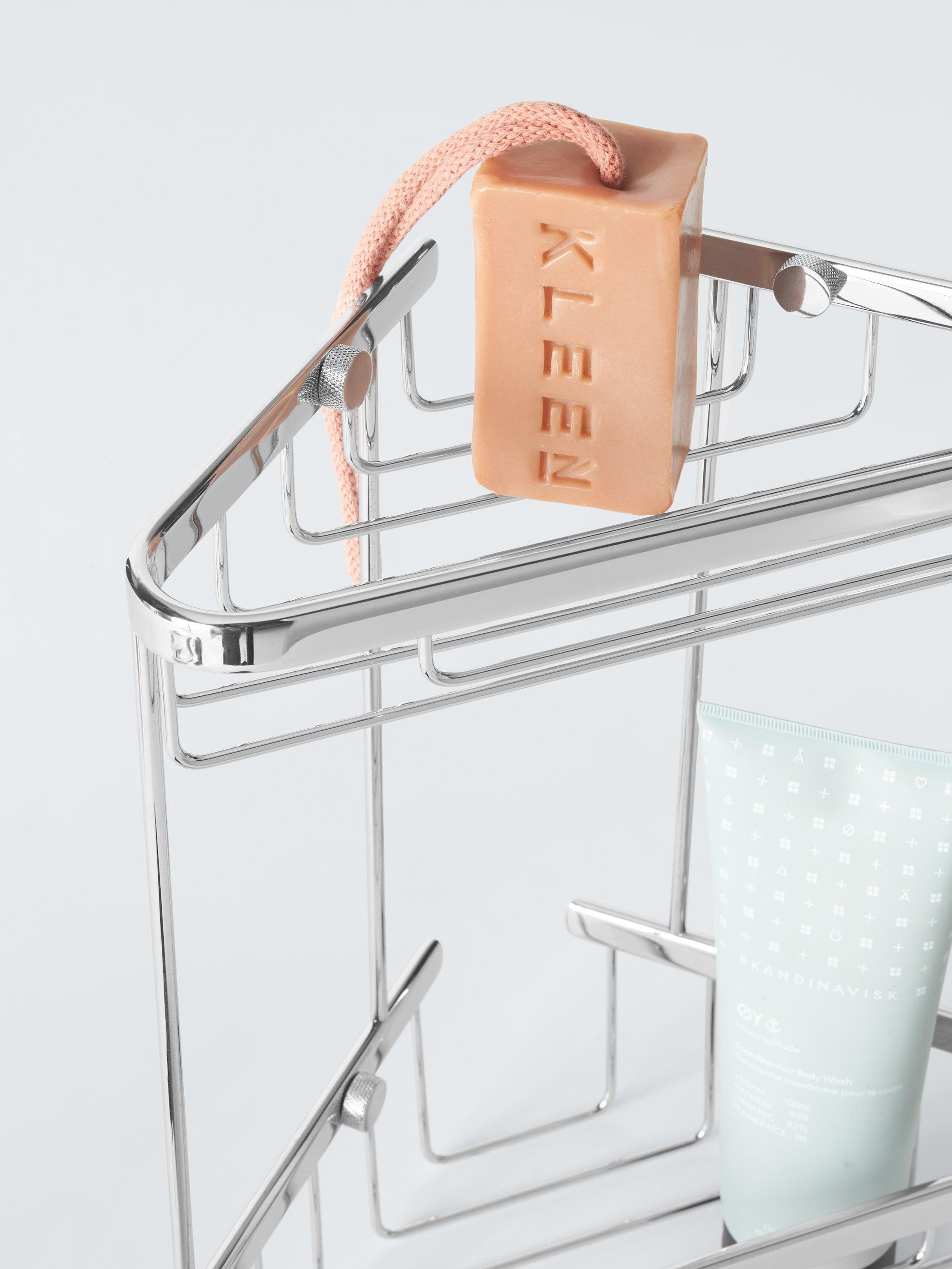 John Lewis Lux double corner shower basket silver, imported from the UK