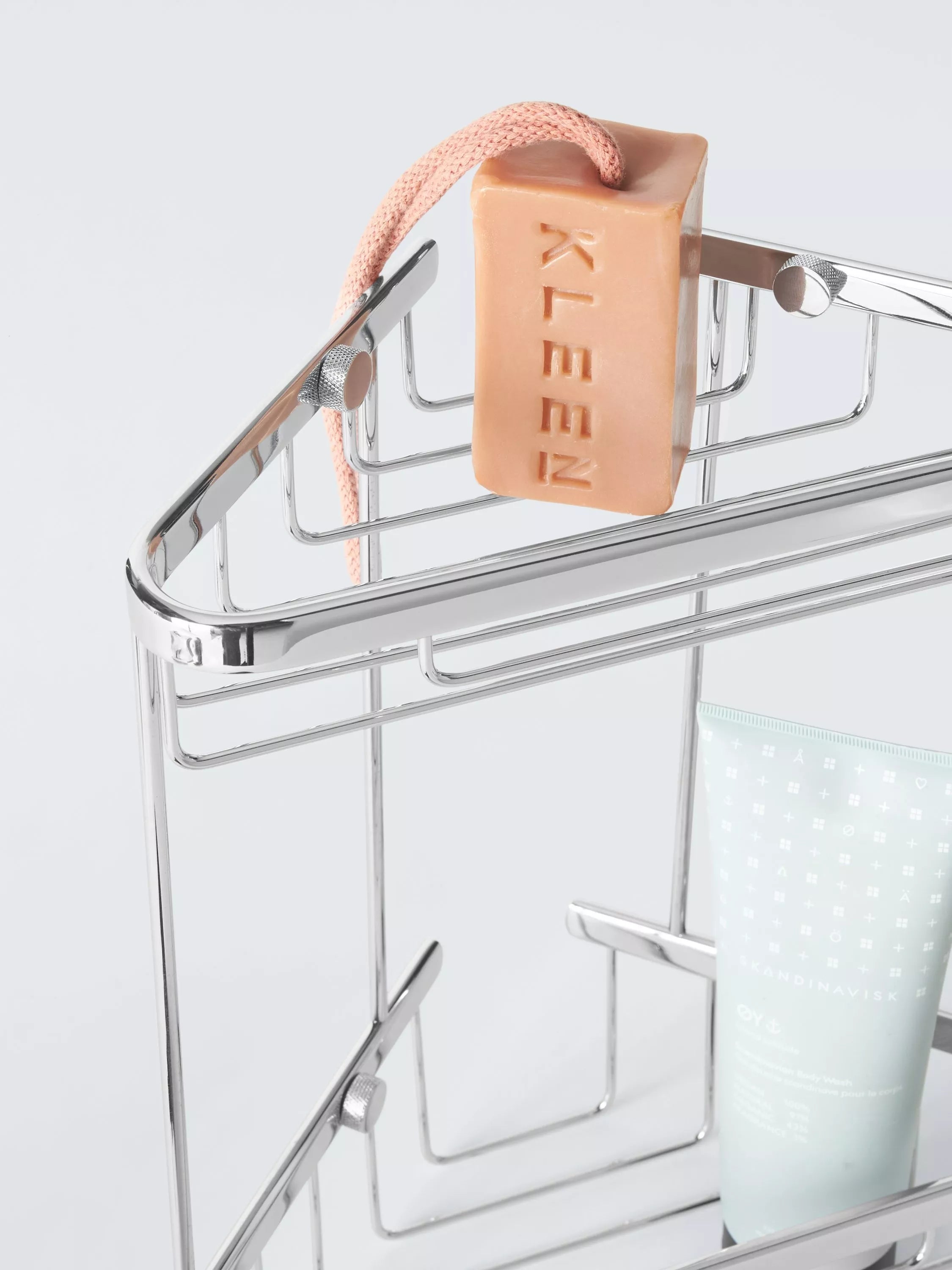 John Lewis Lux double corner shower basket silver, imported from the UK