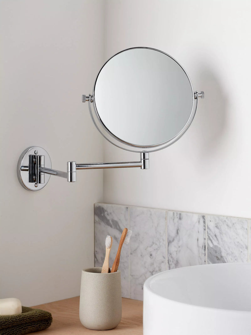 John Lewis Lux extendable bathroom swivel mirror silver (British brand)
