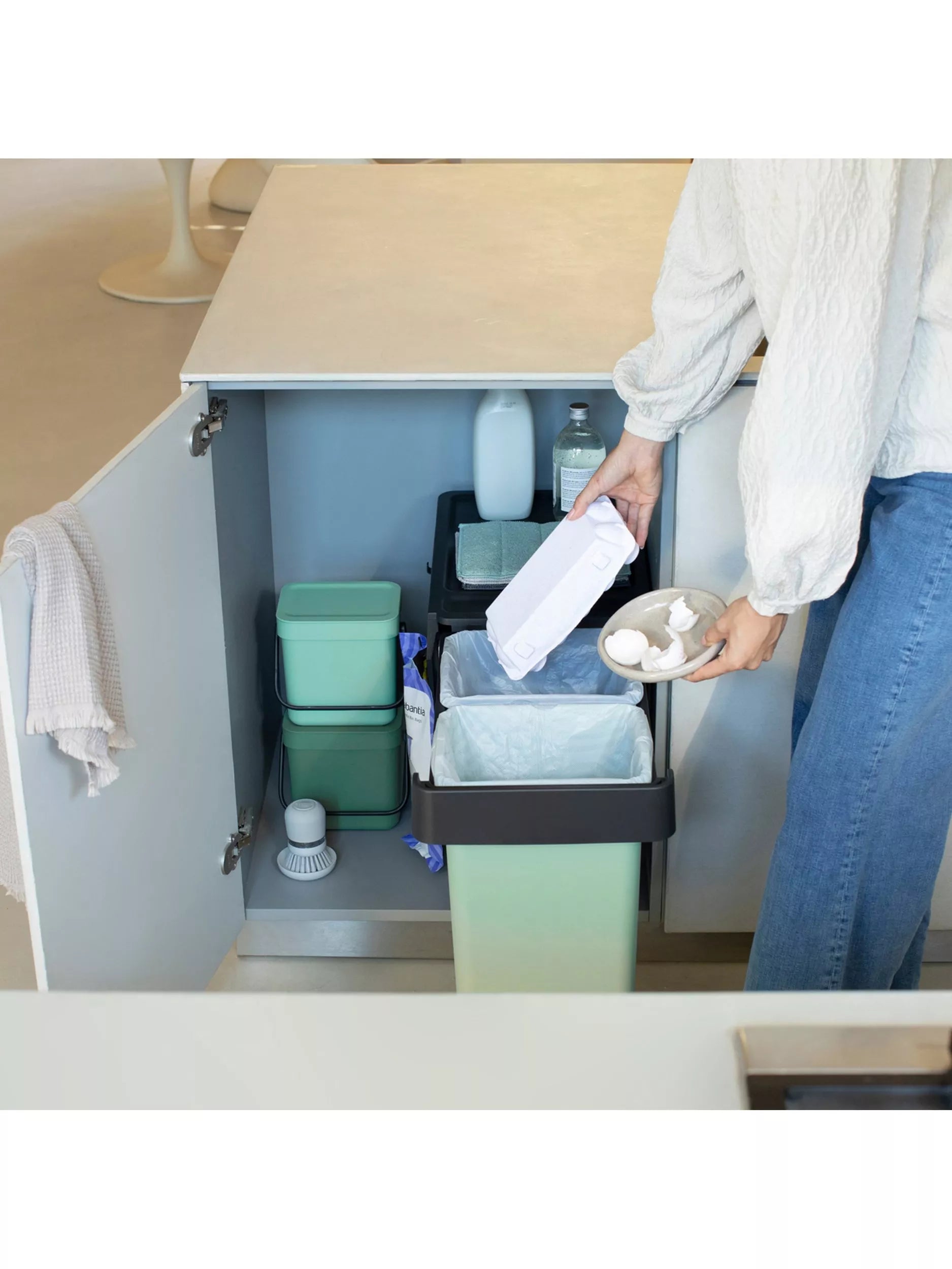Brabantia Sort & Go built-in kitchen bin with two 15L compartments - British product