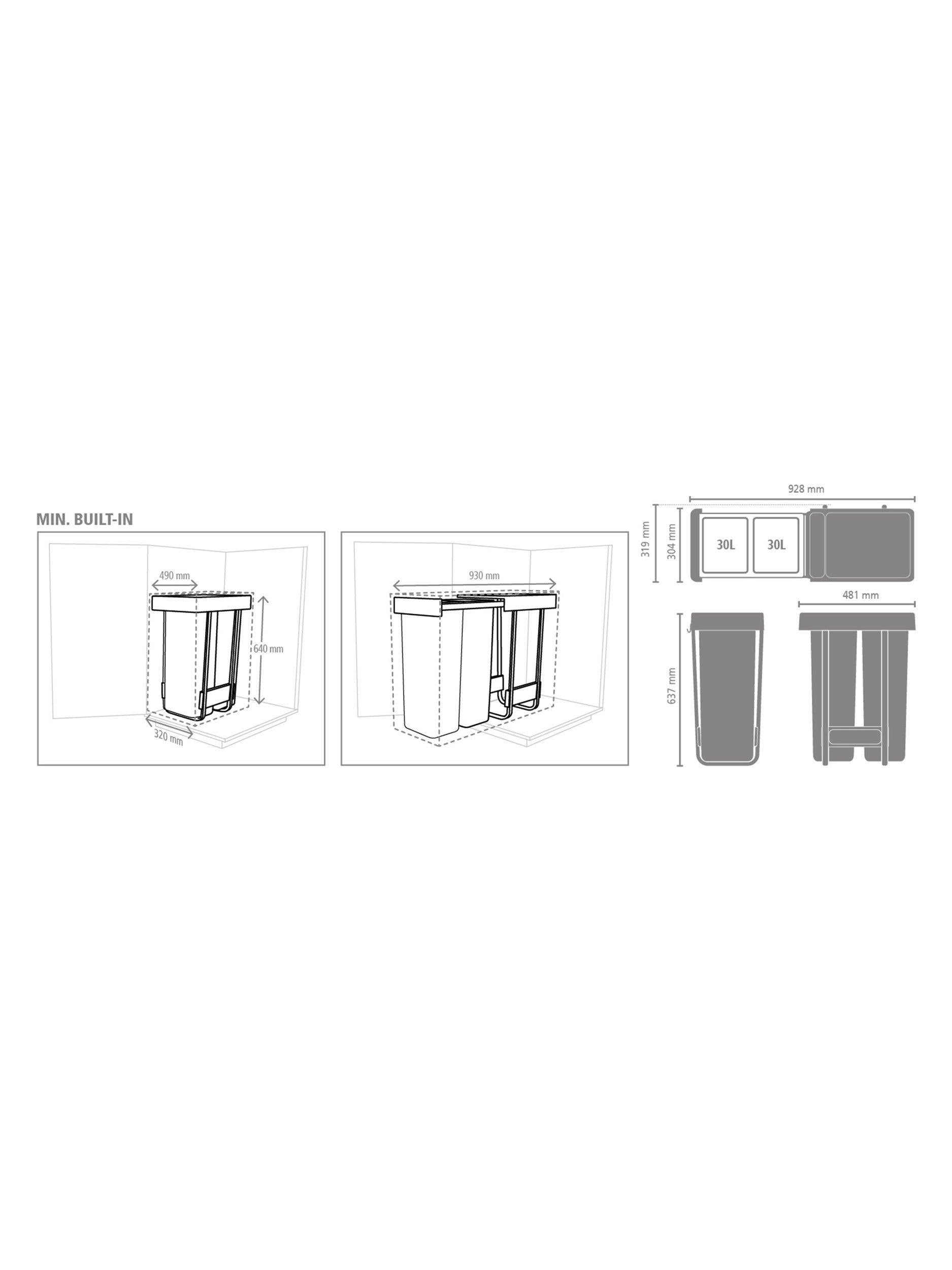 Brabantia Sort & Go built-in bin 2 x 30L - British product