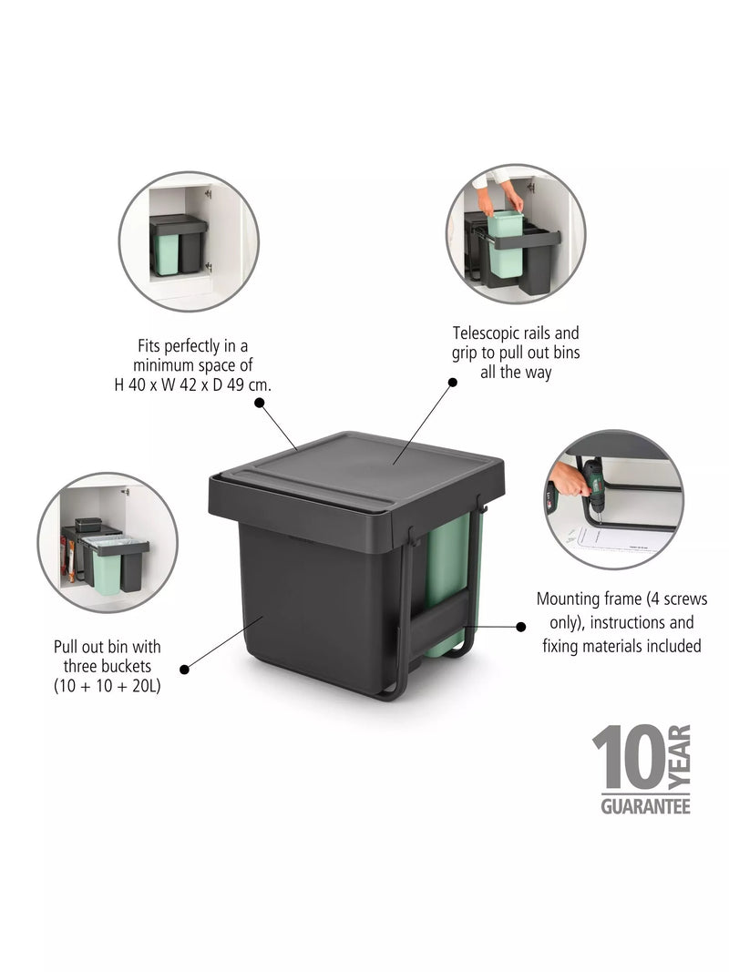 Brabantia Sort & Go Built-in Bin 10+10+20L - British product