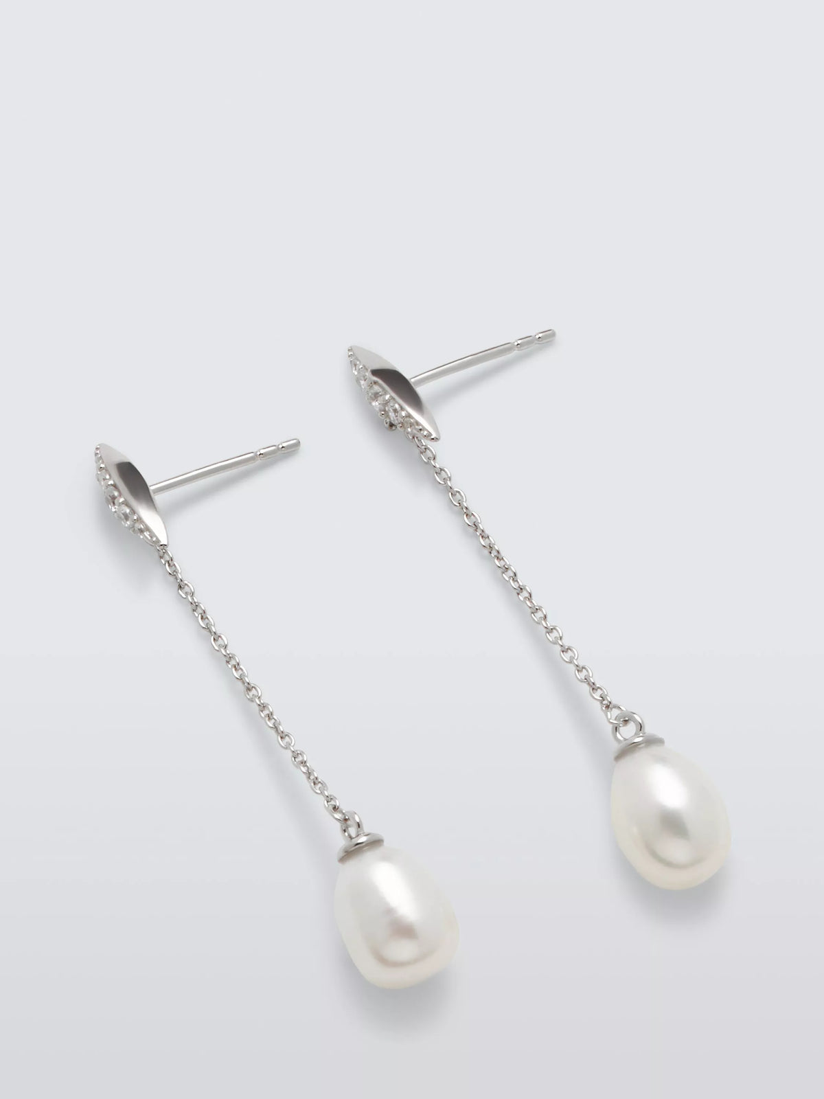 Lido freshwater pearl cubic zirconia bar drop earrings 4cm - British product
