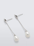 Lido freshwater pearl cubic zirconia bar drop earrings 4cm - British product