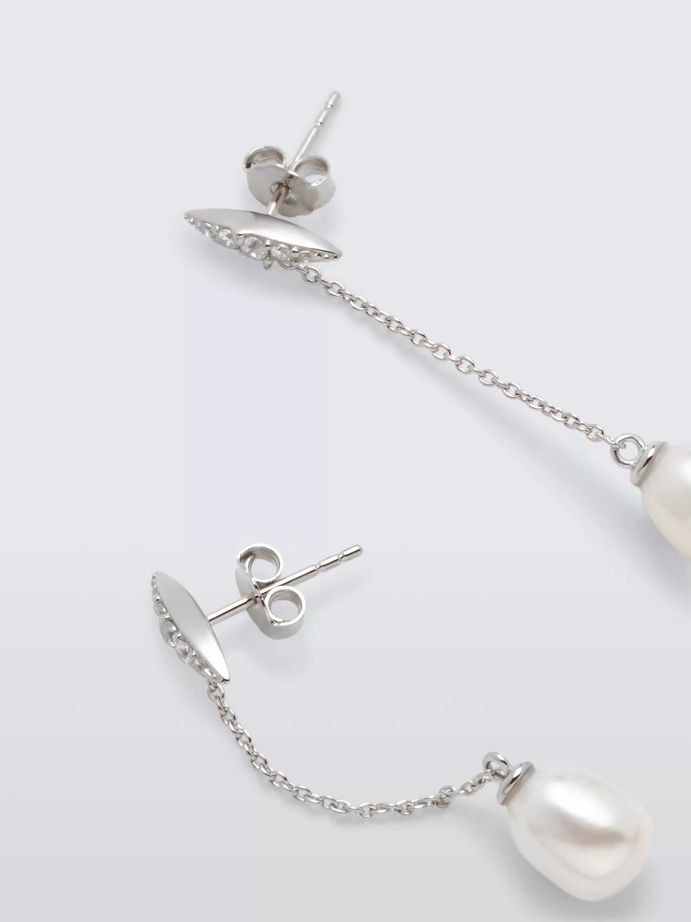 Lido freshwater pearl cubic zirconia bar drop earrings 4cm - British product