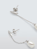 Lido freshwater pearl cubic zirconia bar drop earrings 4cm - British product