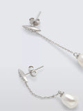 Lido freshwater pearl cubic zirconia bar drop earrings 4cm - British product