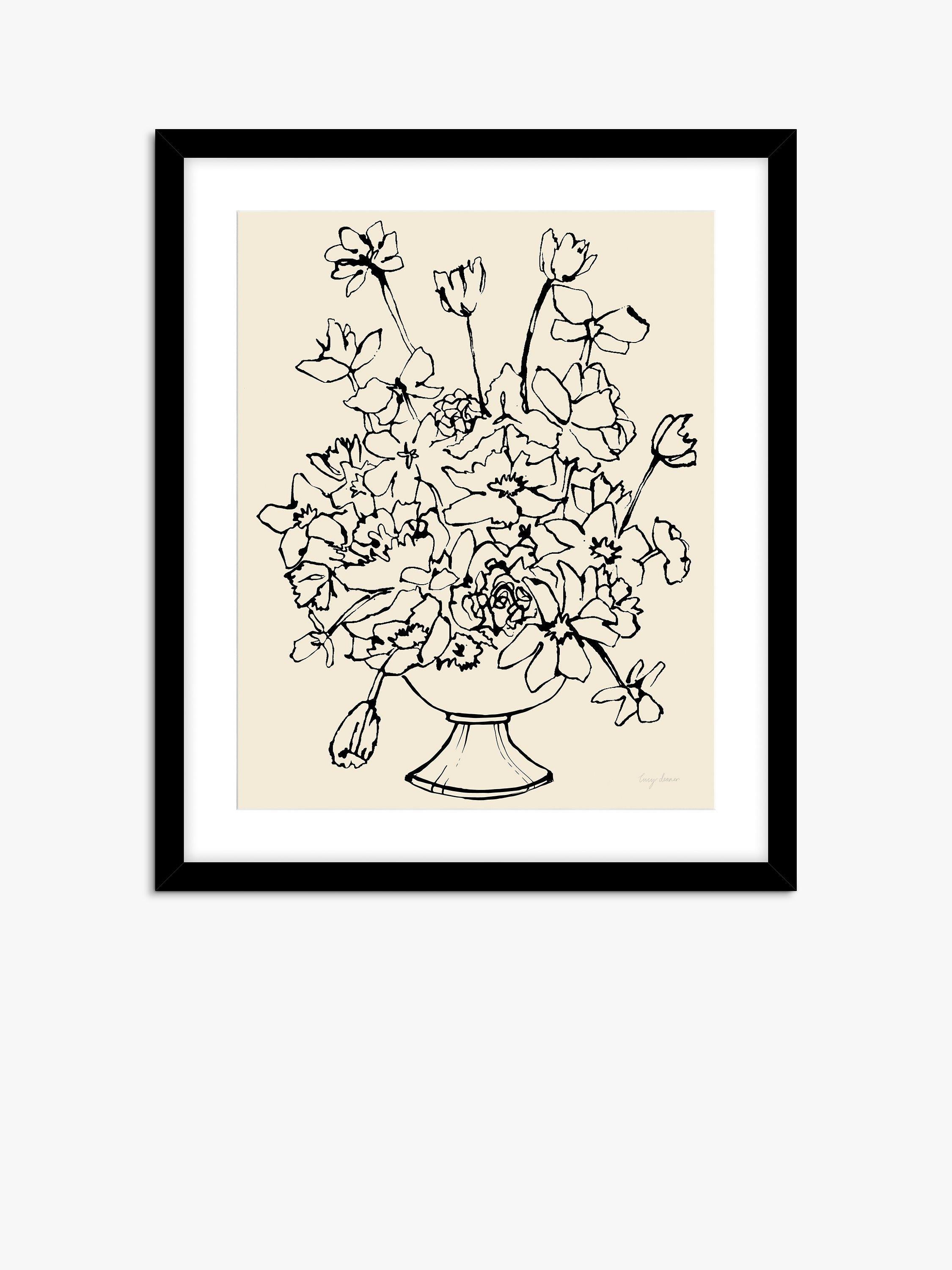 John Lewis 'Flowers in a Vase' framed print, black frame, 63.5x53.5cm, UK version