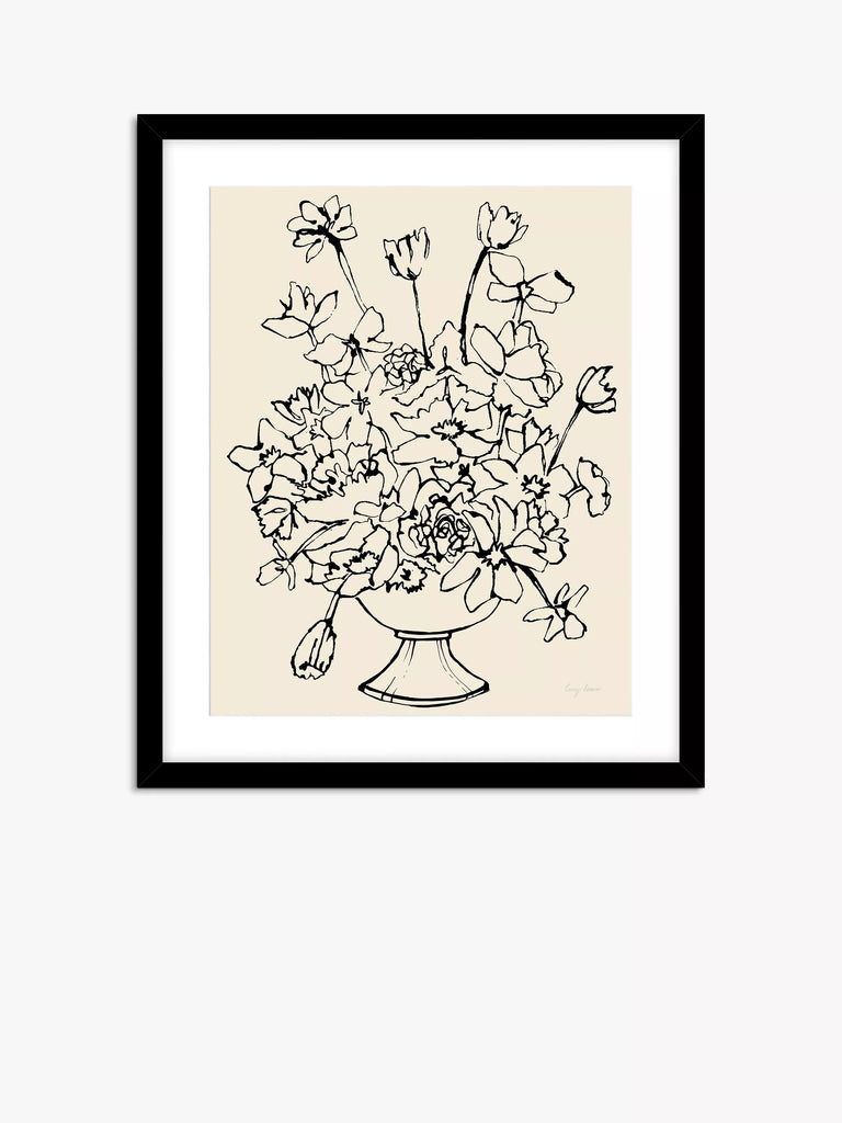 John Lewis Lucy Deaner 'Flowers in a Pedastal Vase' Framed Print & Mount, 63.5 x 53.5cm, Black