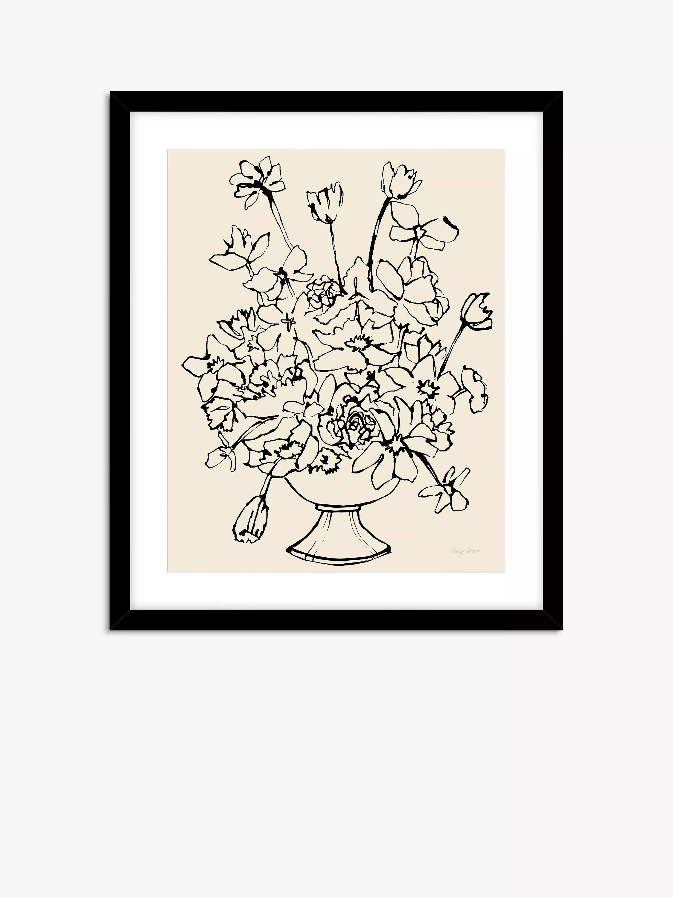 John Lewis 'Flowers in a Vase' framed print, black frame, 63.5x53.5cm, UK version