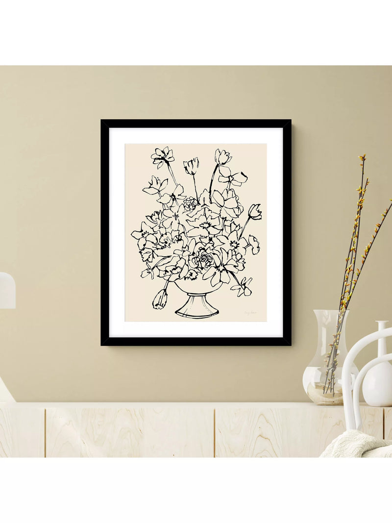 John Lewis 'Flowers in a Vase' framed print, black frame, 63.5x53.5cm, UK version