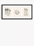 John Lewis Lucy Deaner 'Garden Trio' Framed Print, 48.5 x 103.5cm, Black