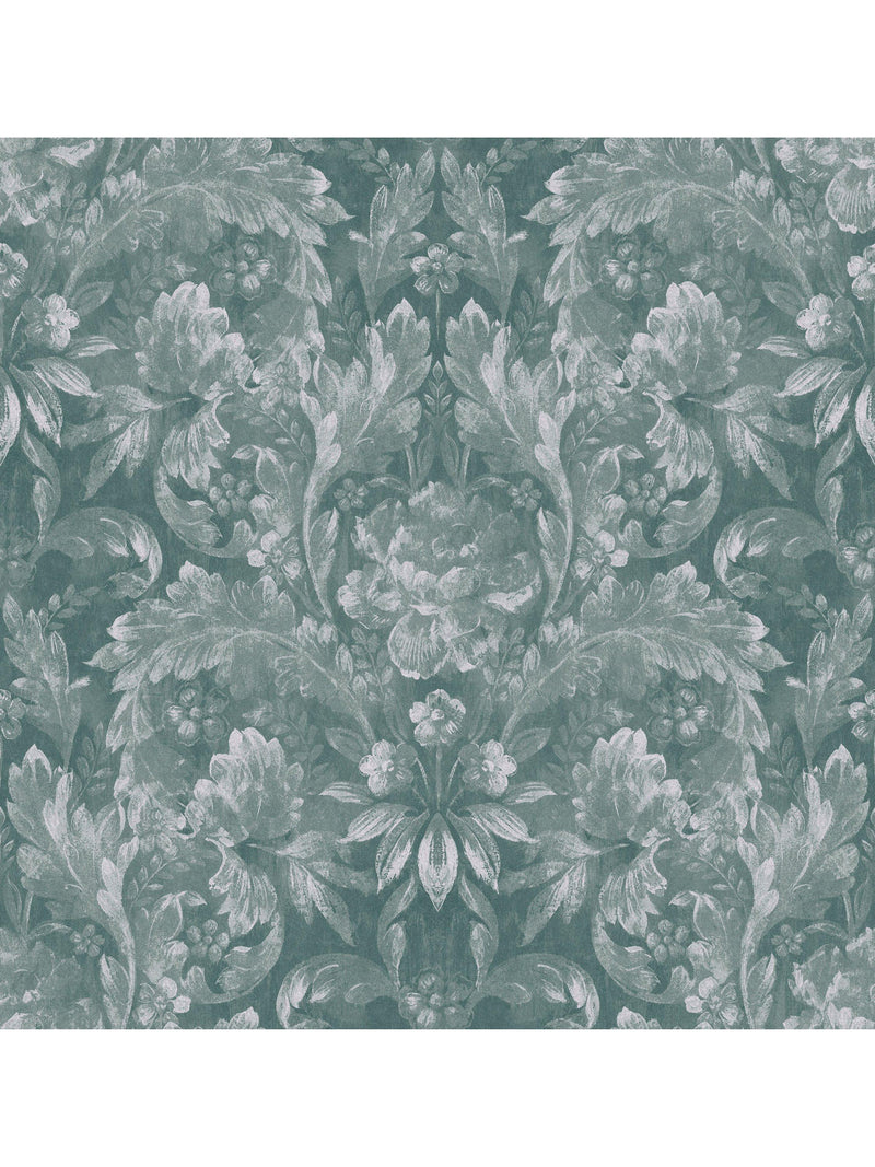 Ornate Damask Print Wallpaper with Acanthus and Floral Motifs