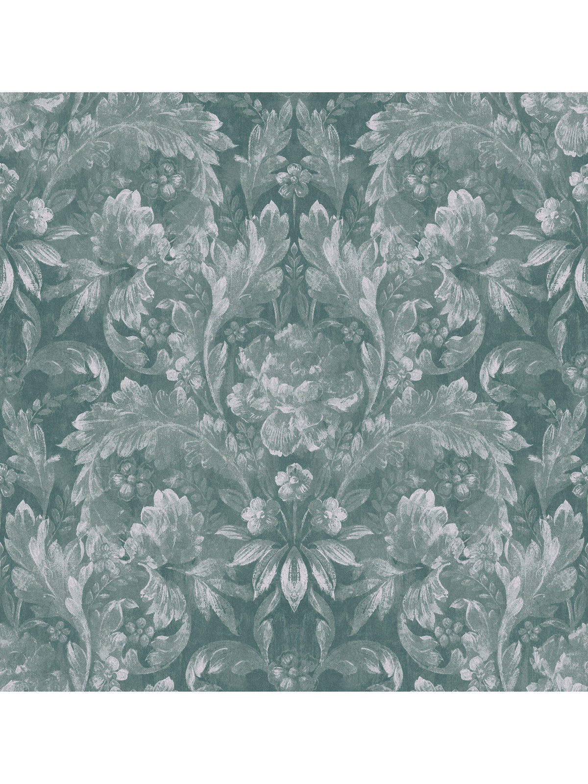 Ornate Damask Print Wallpaper with Acanthus and Floral Motifs