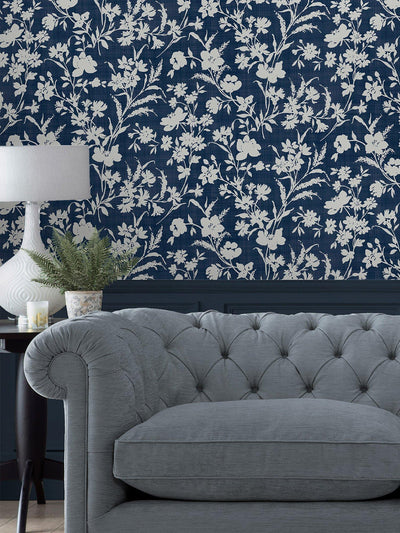 Laura Ashley Rye Tapete Mitternacht See Floral Muster Rolle