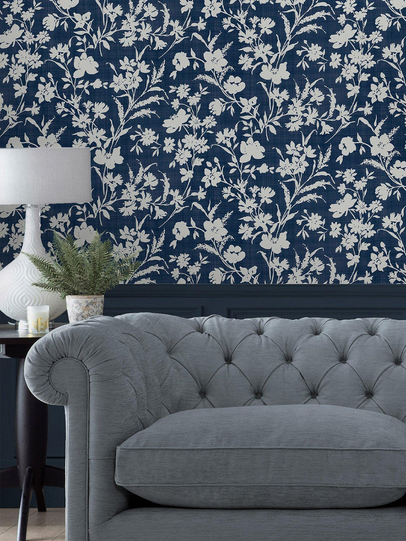 Laura Ashley Rye Tapete Mitternachtsmeer, britische Version