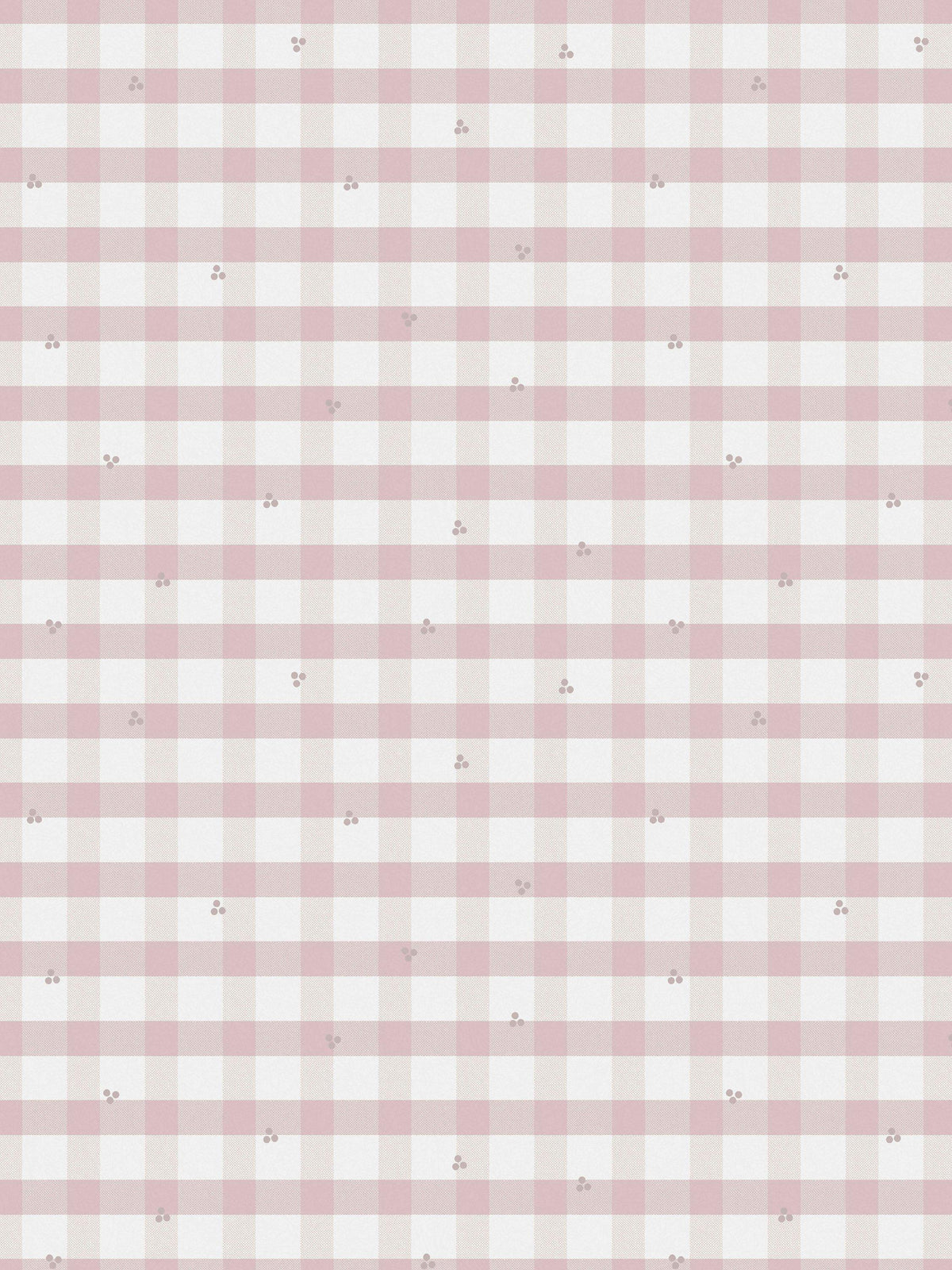Gingham Wallpaper with Abstract Dots in Pale Amethyst