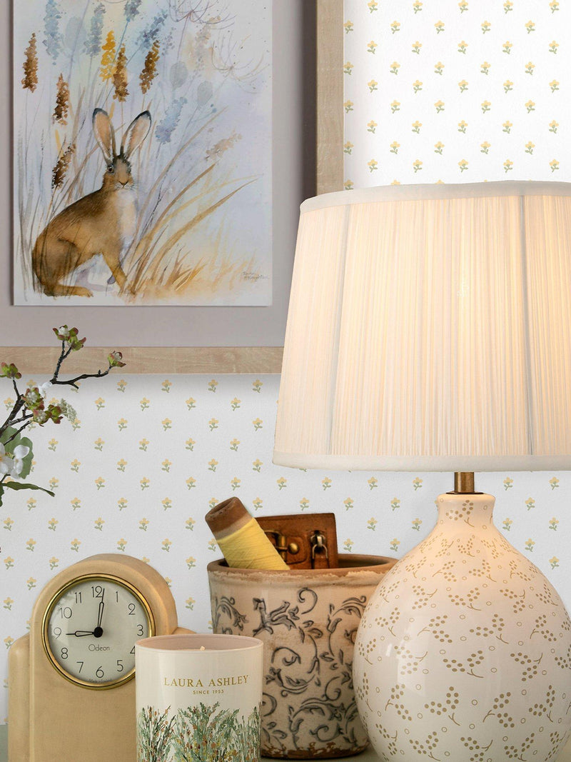 Laura Ashley Wood Violet wallpaper ochre yellow 10m x 52cm - British product