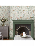Laura Ashley Summer Palace wallpaper in sage and apricot (British brand)