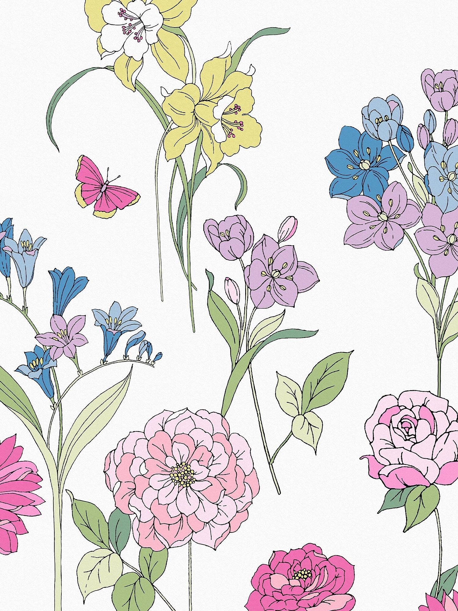 Floral Wallpaper Mural Roll 17m x 50cm with Butterflies