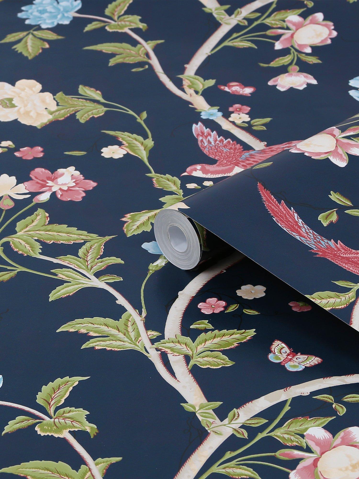 Laura Ashley Summer Palace wallpaper midnight blue 10m x 52cm (British brand)