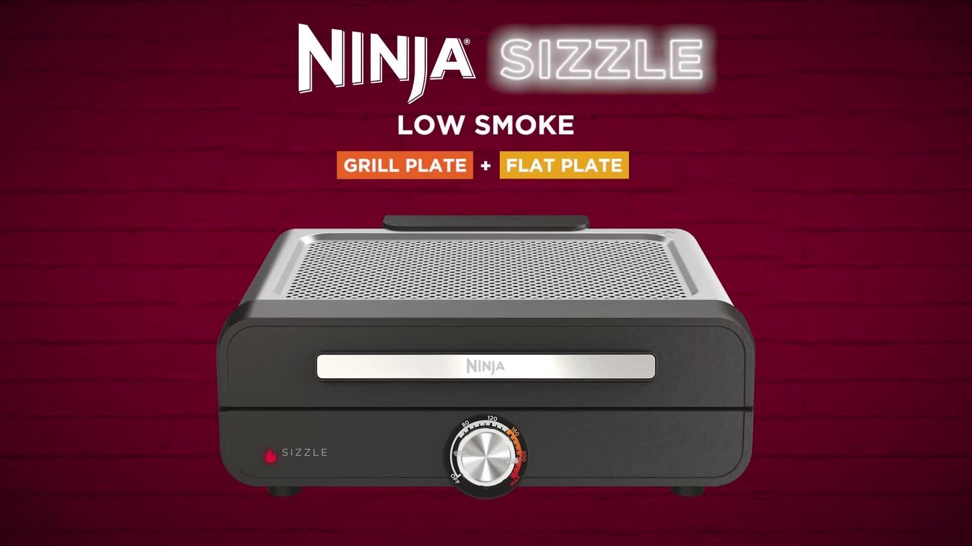 Ninja Sizzle low smoke indoor grill with flat plate, imported from the UK