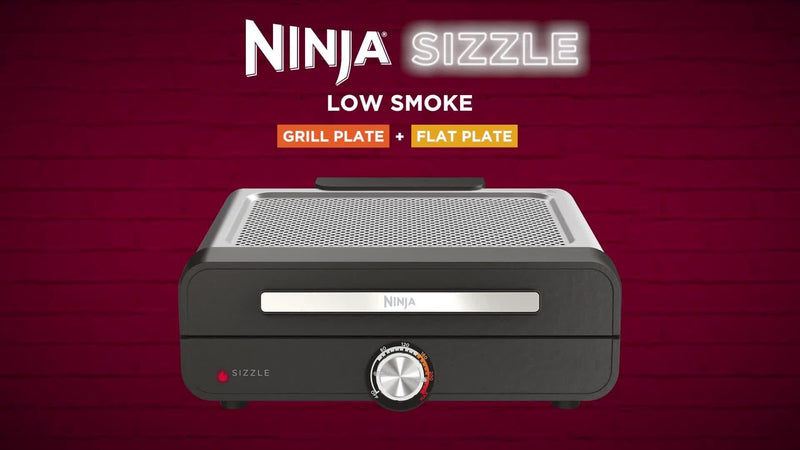 Ninja Sizzle low smoke indoor grill with flat plate, imported from the UK