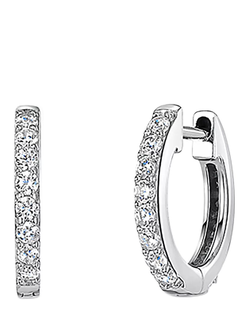 Jools by Jenny Brown cubic zirconia huggie hoop earrings 1.5cm, UK version