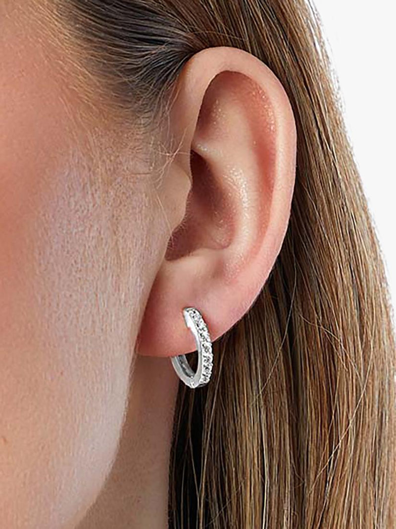 Jools by Jenny Brown cubic zirconia huggie hoop earrings 1.5cm, UK version