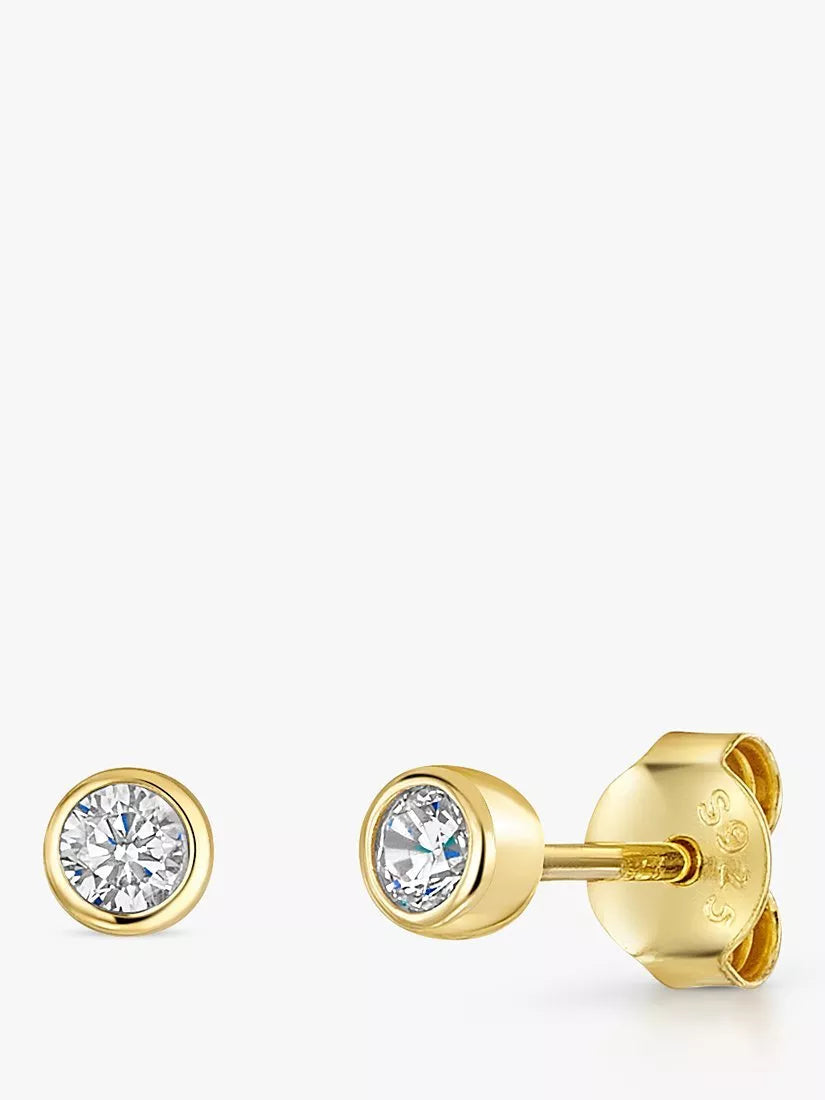 Jools by Jenny Brown 3mm Cubic Zirconia Rubover Stud Earrings
