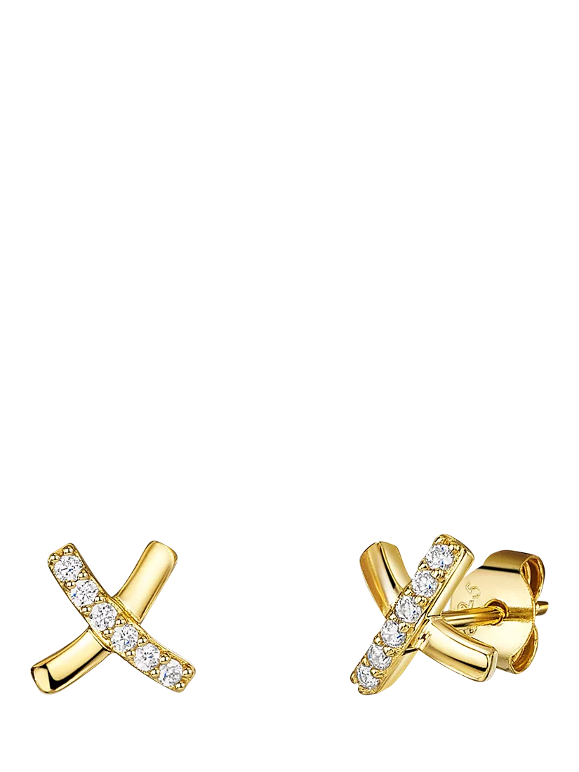 Jools by Jenny Brown Cubic Zirconia Cross Stud Earrings