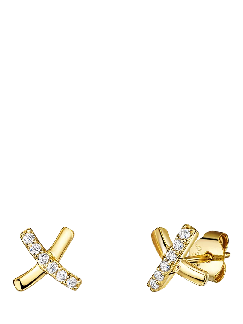 Jools by Jenny Brown Cubic Zirconia Cross Stud Earrings