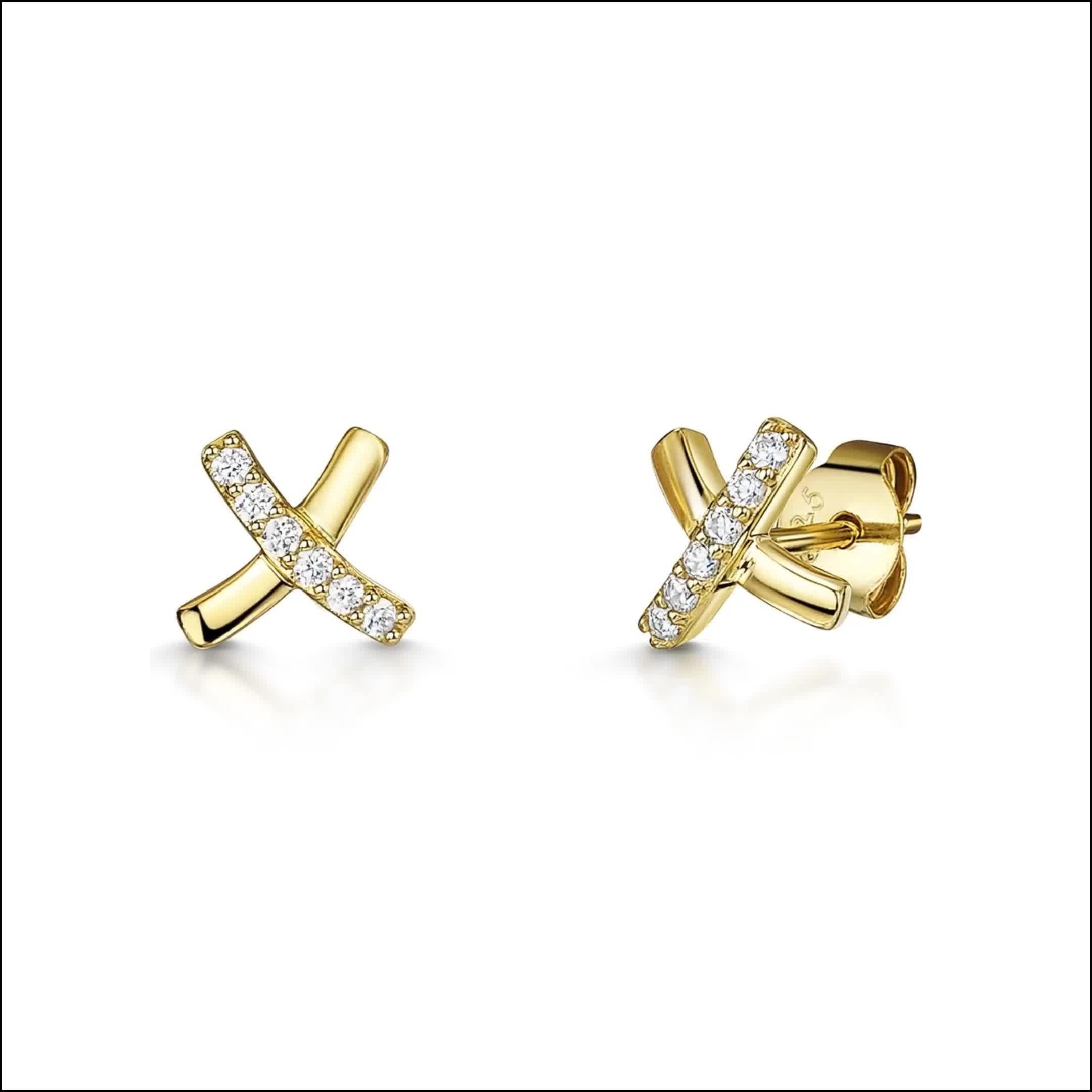 Jools cross stud earrings in silver (British brand)