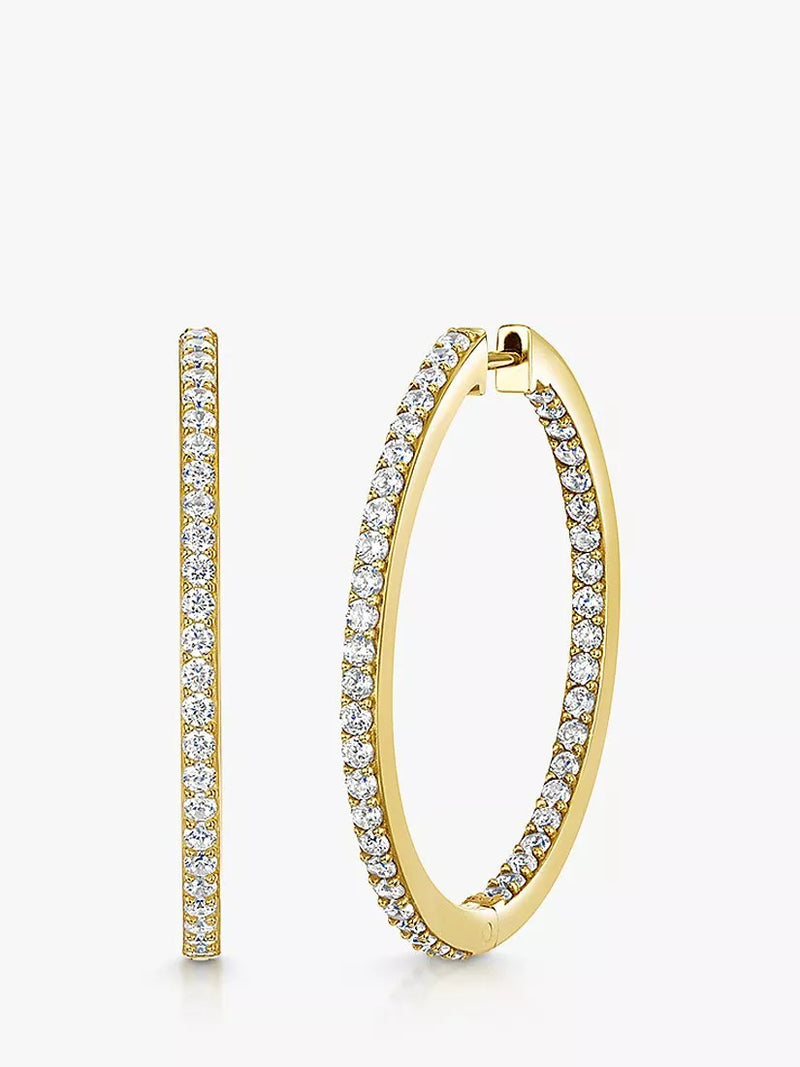 Jools by Jenny Brown cubic zirconia hoop earrings 35mm, imported from the UK