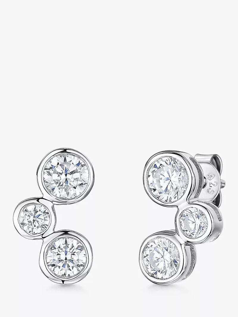Jools by Jenny Brown cubic zirconia bubble stud earrings 1.4cm, imported from the UK