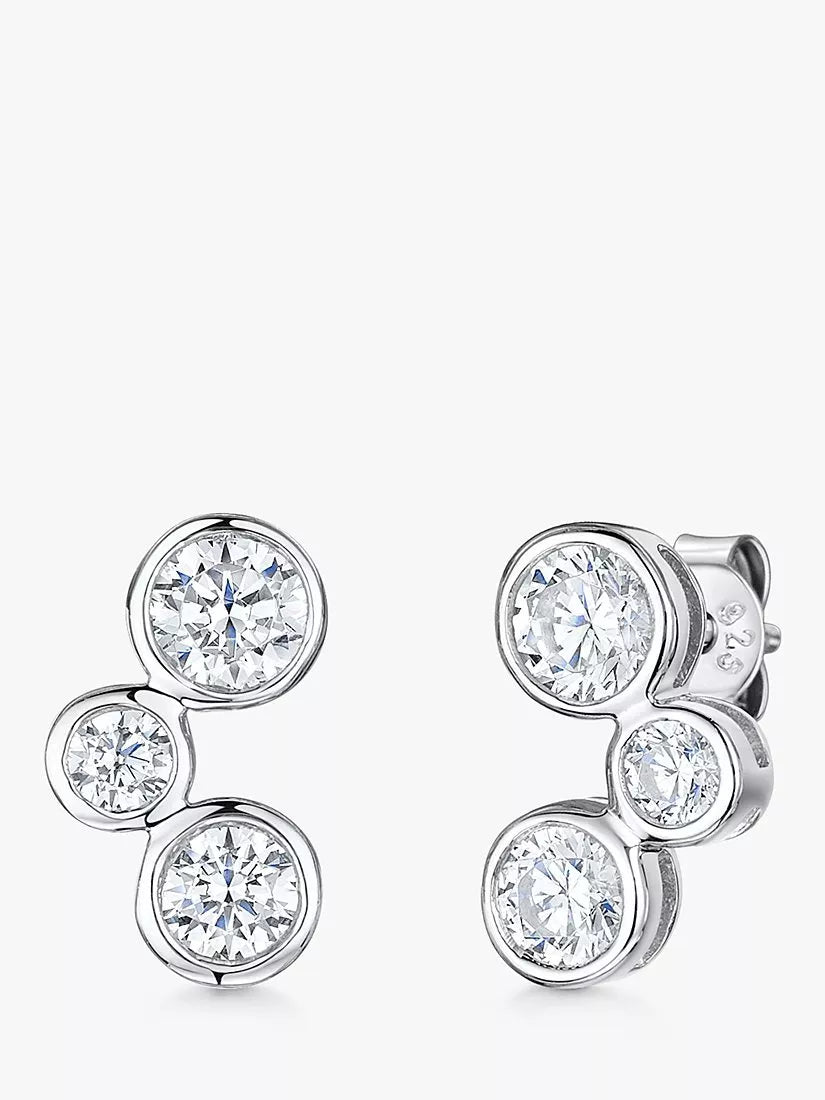 Jools by Jenny Brown cubic zirconia bubble stud earrings 1.4cm, imported from the UK