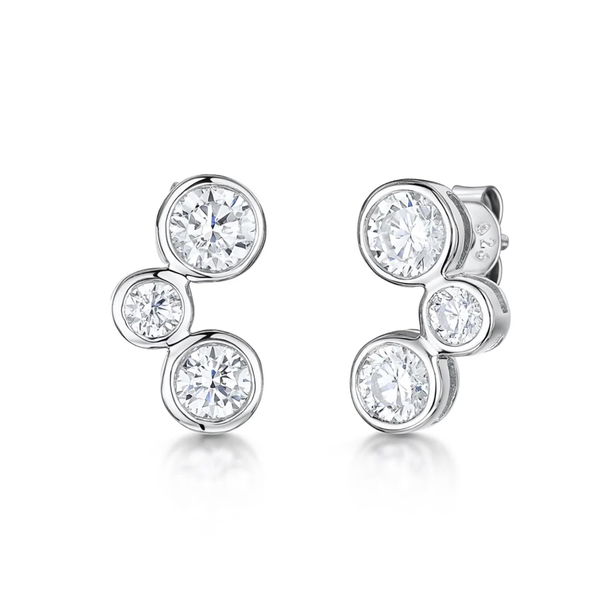 Jools by Jenny Brown cubic zirconia bubble stud earrings 1.4cm, imported from the UK