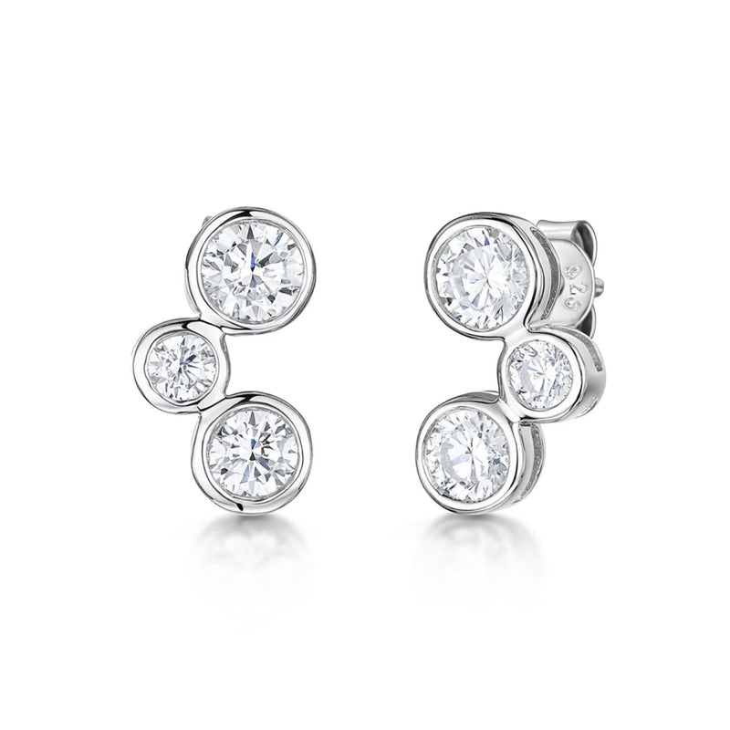 Jools by Jenny Brown cubic zirconia bubble stud earrings 1.4cm, imported from the UK