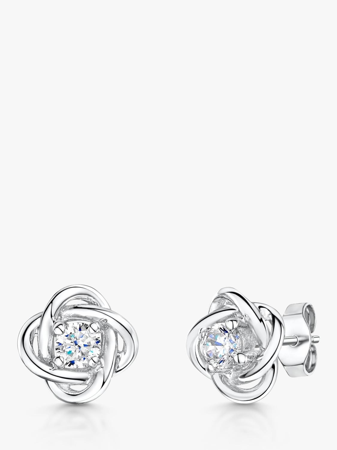 Jools cubic zirconia woven knot stud earrings 1cm (British brand)