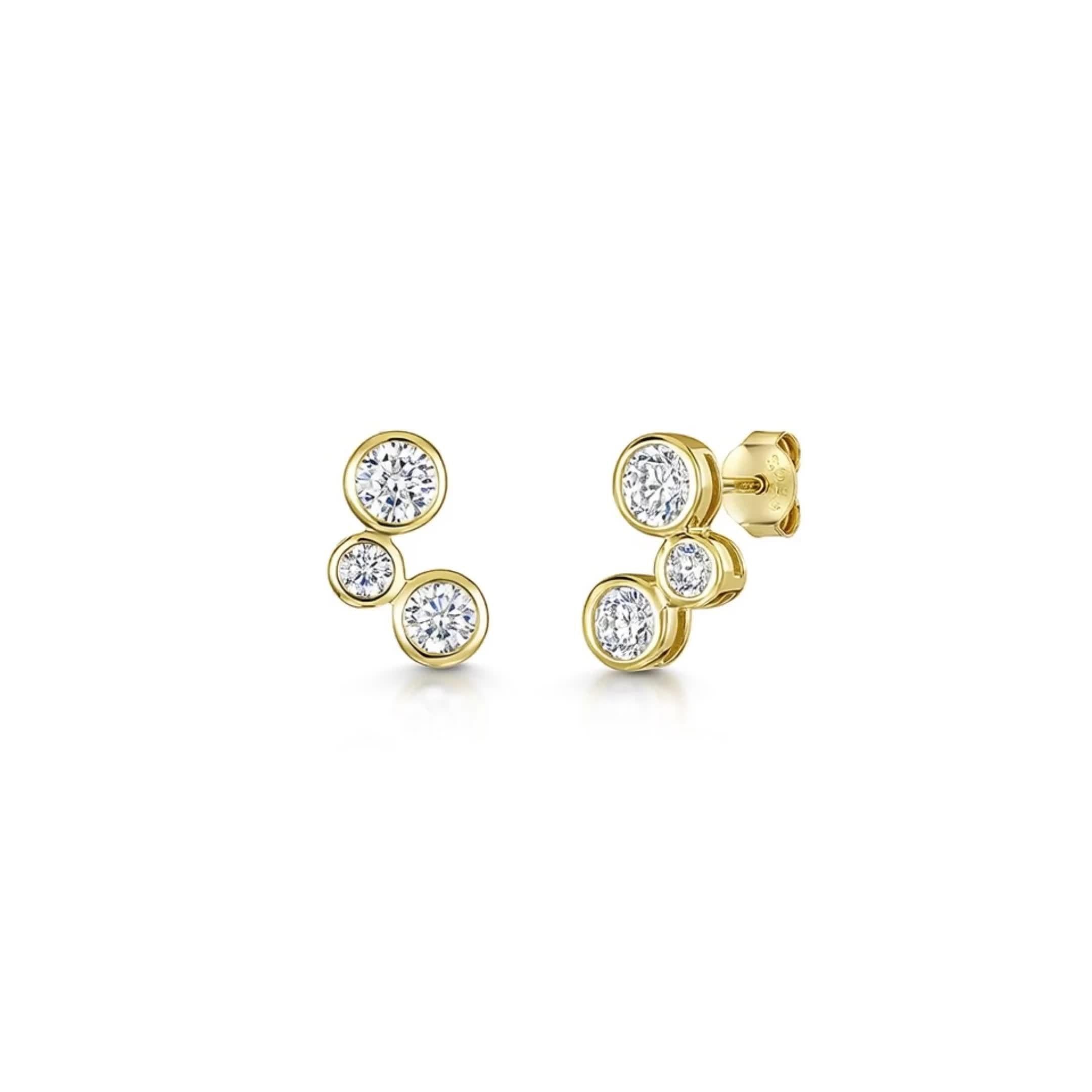 Jools by Jenny Brown cubic zirconia bubble stud earrings 1.4cm, imported from the UK