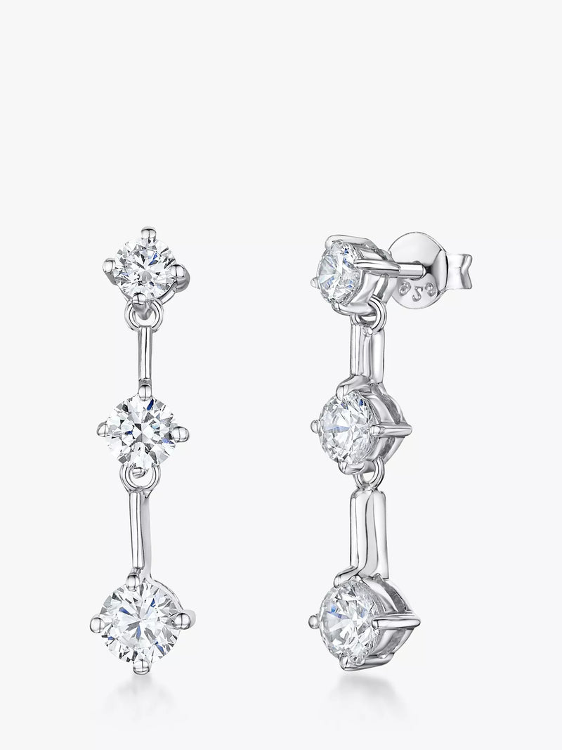 Jools by Jenny Brown three stone cubic zirconia drop earrings 2.5cm (British brand)