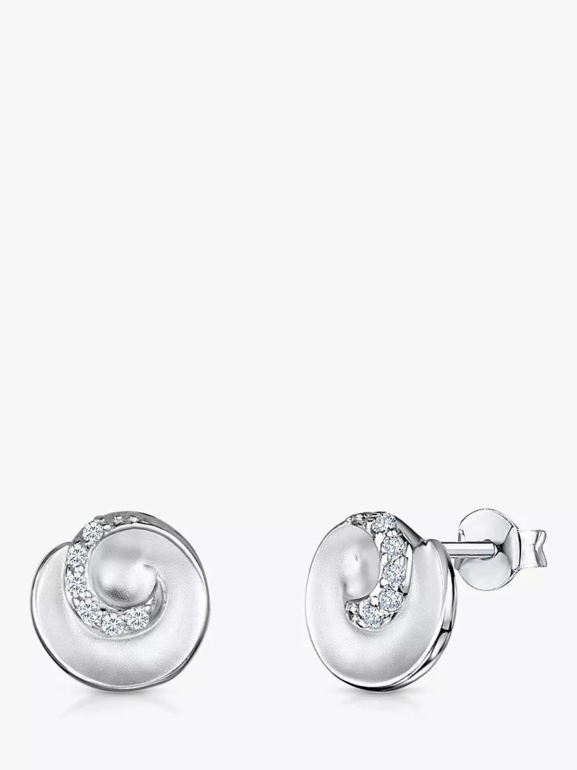 Jools by Jenny Brown Cubic Zirconia Swirl Satin Finish Stud Earrings