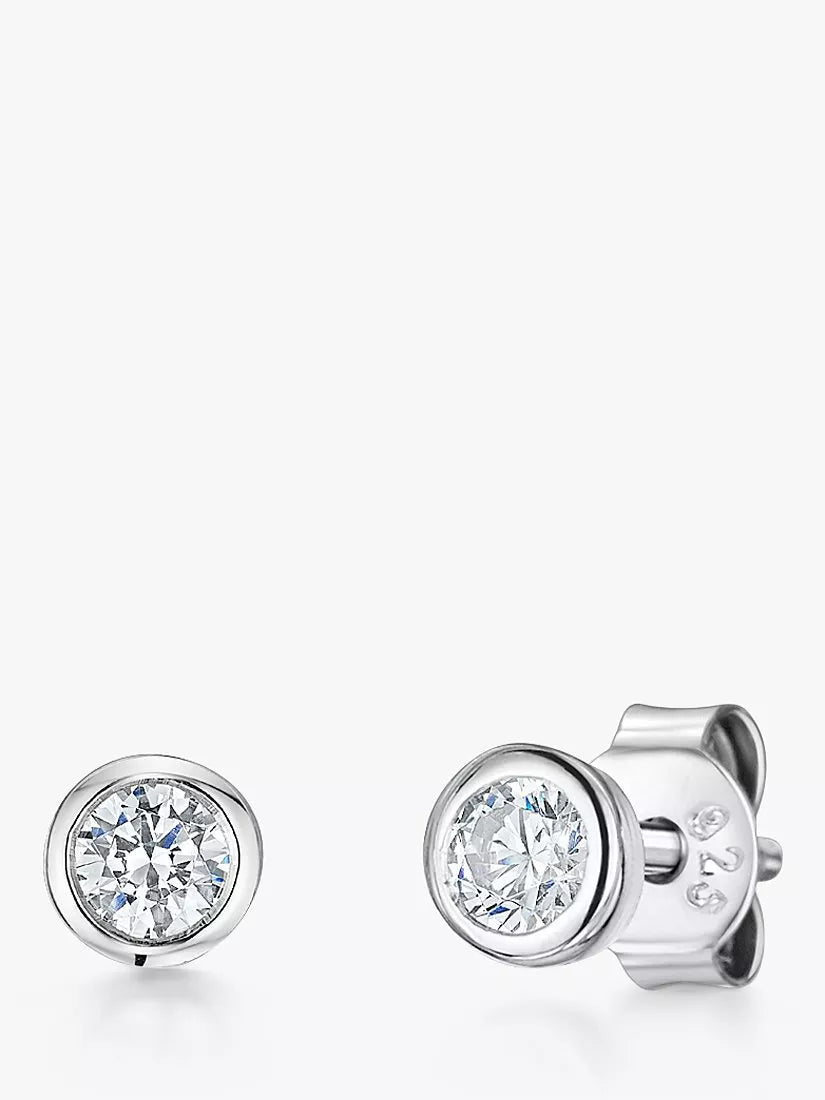 Jools by Jenny Brown 5mm Cubic Zirconia Rubover Stud Earrings, Gold