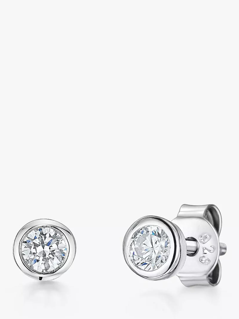 Jools by Jenny Brown 5mm Cubic Zirconia Rubover Stud Earrings, Gold